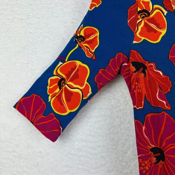 Lularoe Nicole Fit & Flare Midi Dress Sz XS Floral Tropical Hawaiian Resort NWT - Picture 6 of 9